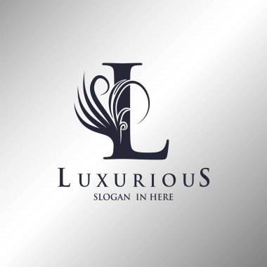 Harf L Monogram Lüks Dekoratif Logo Şablonu Tasarımı.