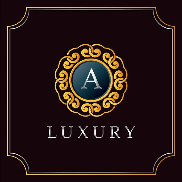 Distintivo Mandala Lusso Letter Logo Design Elegante Decorazione Ornata Lussuoso — Vettoriale Stock