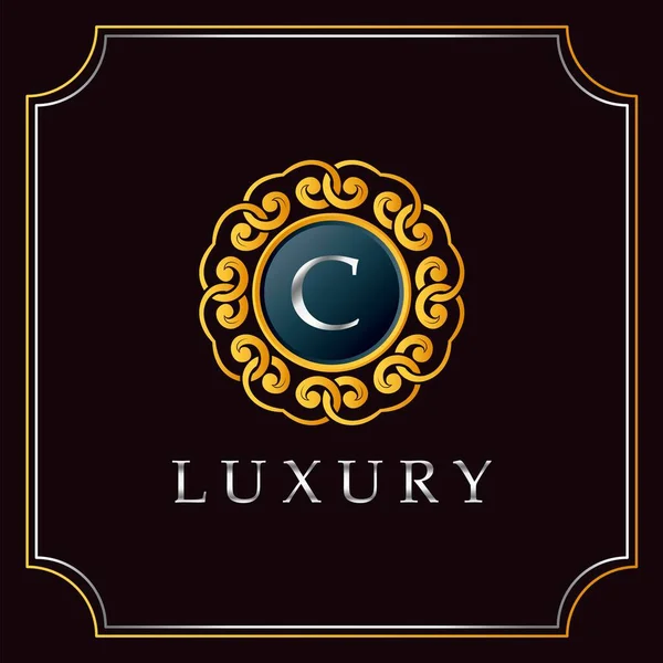 Insignia Lujo Mandala Letra Logo Design Elegante Decoración Adornada Lujosa — Vector de stock