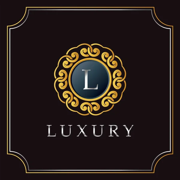 Luxury Mandala Odznaka List Logo Design Elegancka Ozdoba Ozdoba Luksusowy — Wektor stockowy
