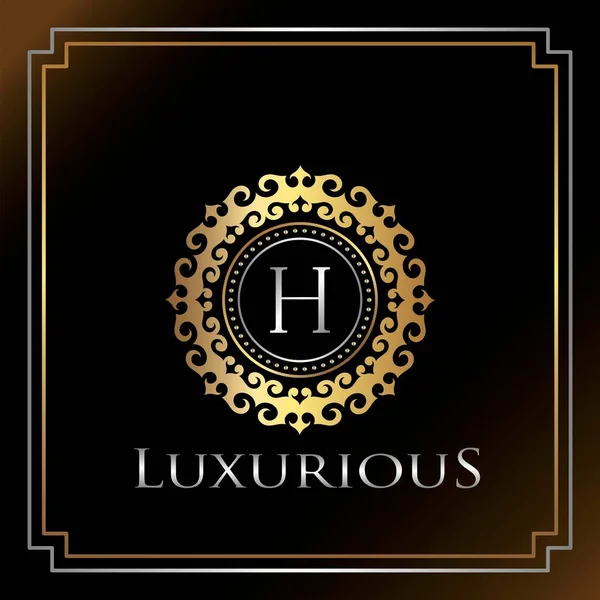Arany Luxus Ornate Jelvény Logó Levél Elegancia Díszítő Luxus Eredeti — Stock Vector