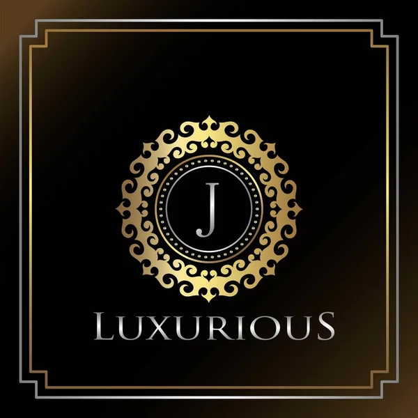 Gold Luxury Ornate Badge Logo Letter Elegance Ornate Decorative Luxury — Stock Vector