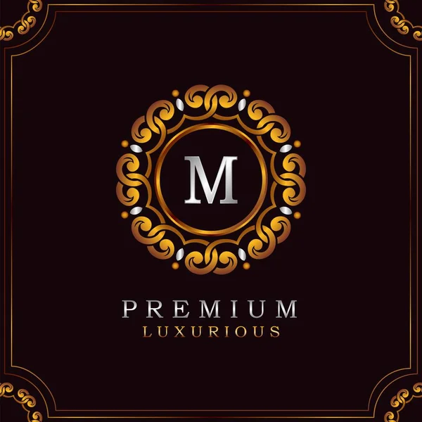 Insigne Mandala Luxe Golden Premium Lettre Logo Design Élégance Orné — Image vectorielle