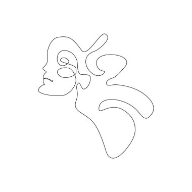 Aşırı asgari düzeyde soyut kadın sürekli çizgi sanatı