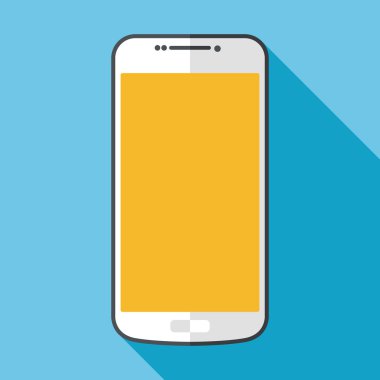 uzun gölge ile akıllı telefon simgesi. düz stil vektör çizim