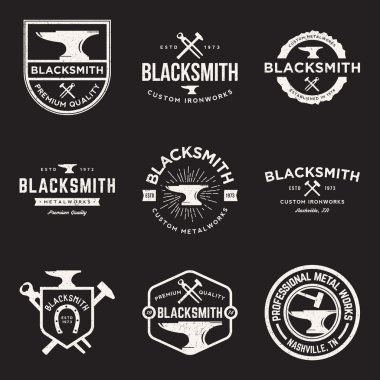 set of blacksmith vintage logos, emblems clipart