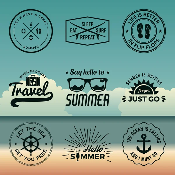 Set of summer quotes, emblems — Stock Vector