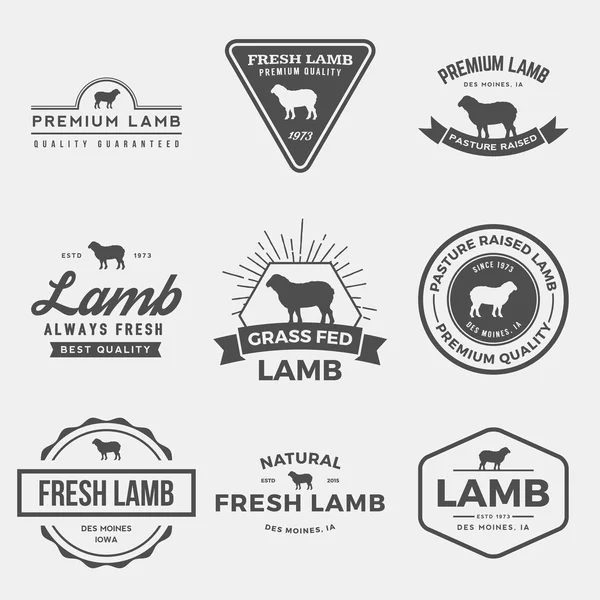 Set of premium lamb labels, badges — Stock Vector