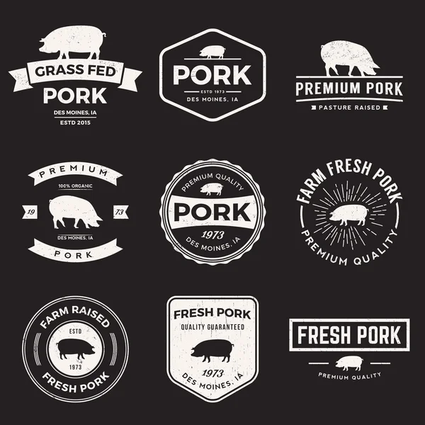 Conjunto de rótulos de porco premium, crachás — Vetor de Stock