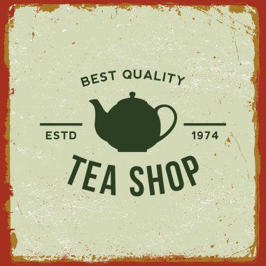 Çay salonu etiket grunge arka plan üzerinde