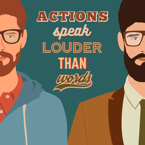 Diseño de póster con personajes hipster planos — Vector de stock