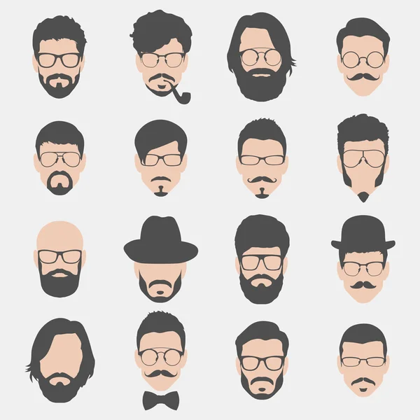 Ensemble d'avatars hipster — Image vectorielle