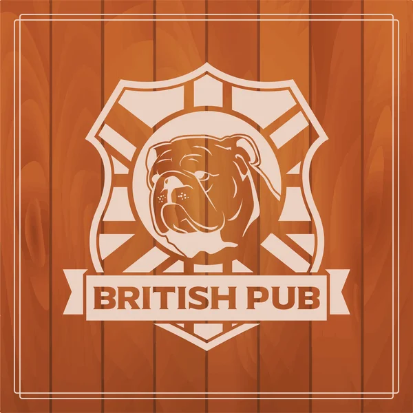 Etiqueta del pub británico sobre fondo de madera — Archivo Imágenes Vectoriales