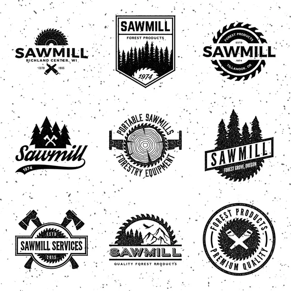 Set of sawmill labels, badges — Stock Vector