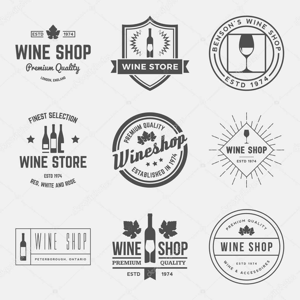 set of wine shop labels, badges