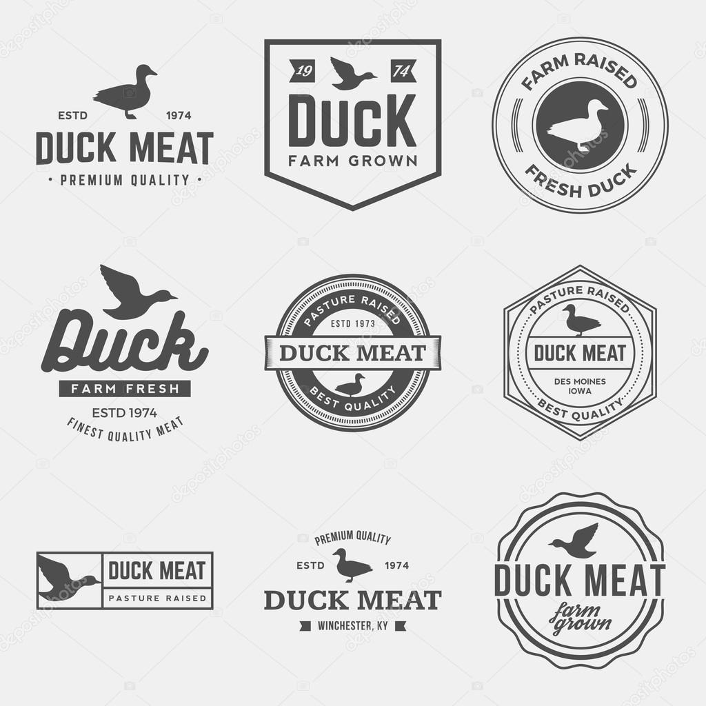 Vector set of premium duck meat labels, badges and design elements