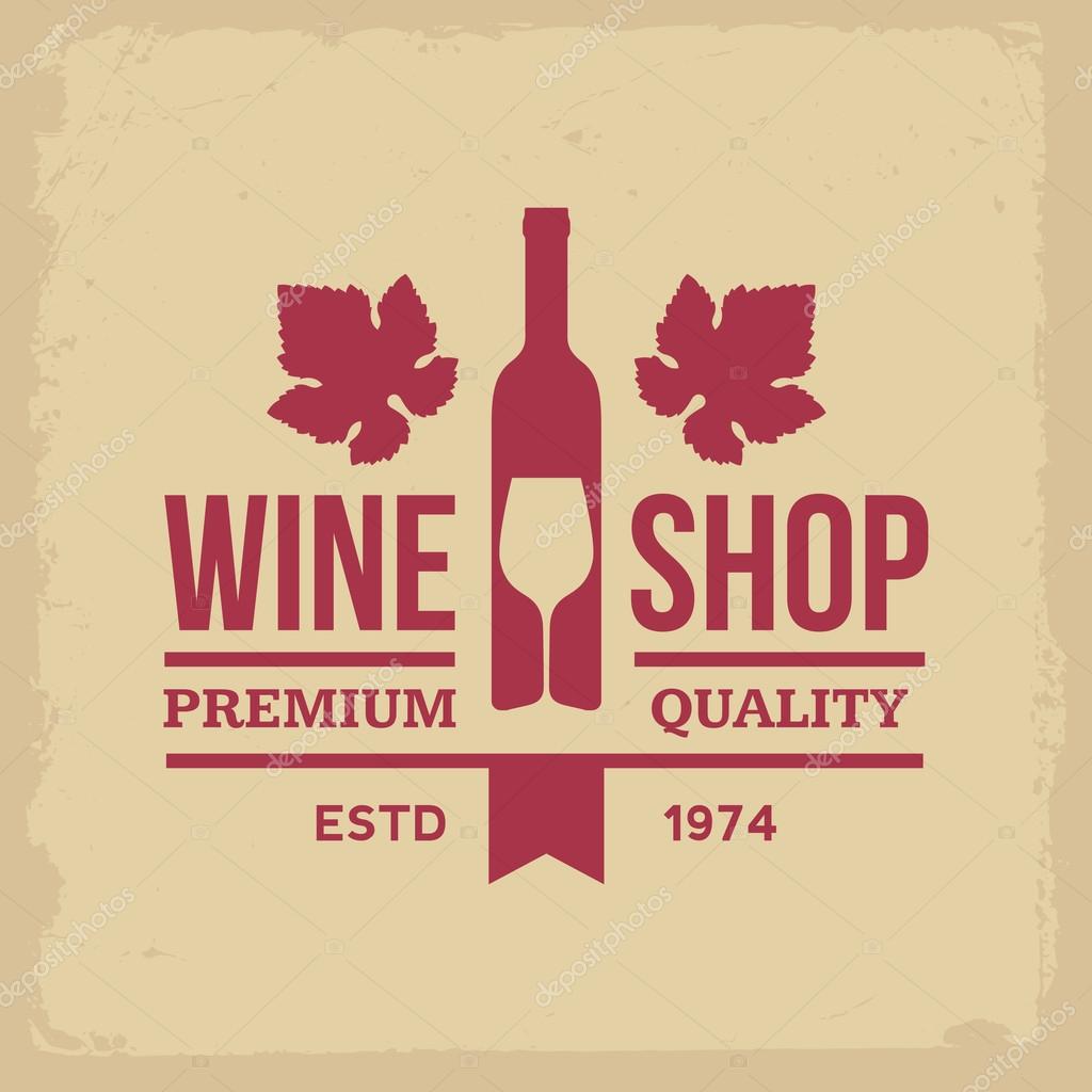 Wine shop label on yellow grunge background
