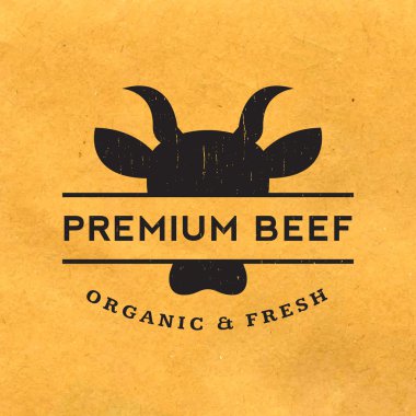Premium sığır eti etiket grunge arka plan ile