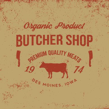 kasaplık etiket grunge arka plan üzerinde