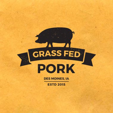 Premium pork label with grunge texture clipart