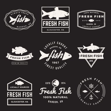Vector set of fresh fish labels