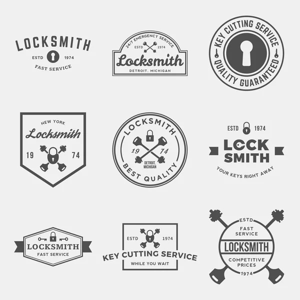 Set of locksmith labels, badges — Stock Vector