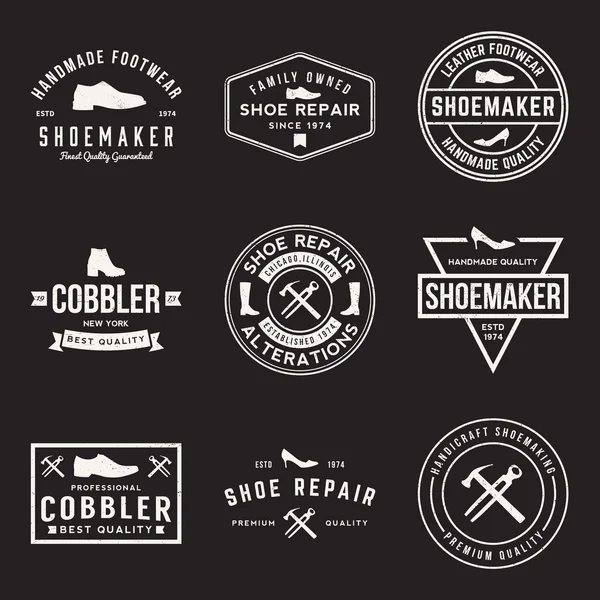 Set of shoemaker and shoe repair labels, — Stock Vector