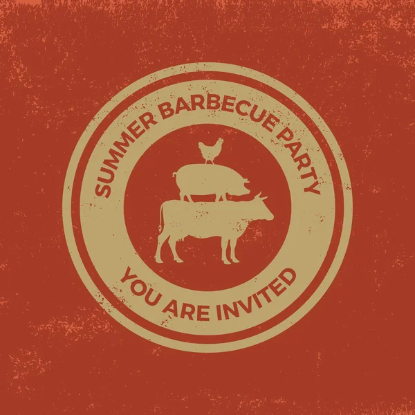 Barbecue badge on red — Stock Vector