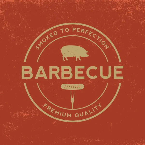 Barbecue badge on red — Stock Vector