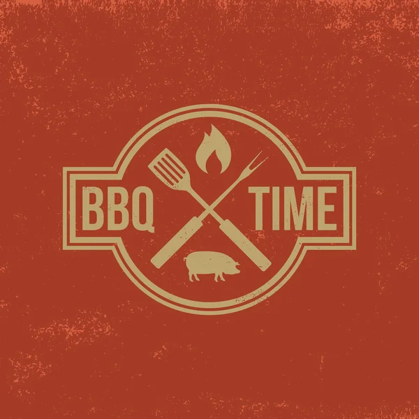 Barbecue badge on red — Stock Vector