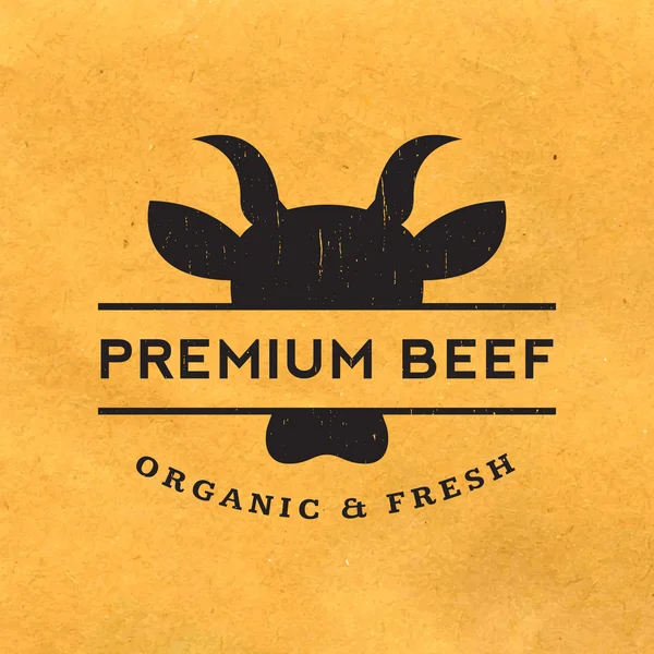 Premium beef label with grunge  background — Stock Vector