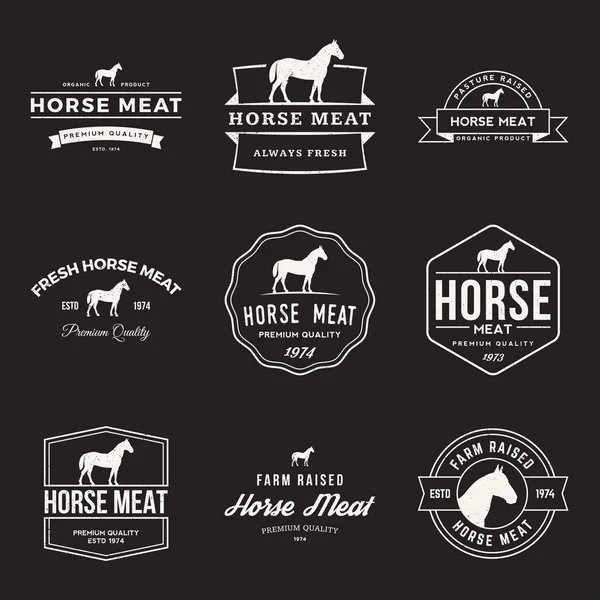 Set of premium horse meat labels — Stock Vector