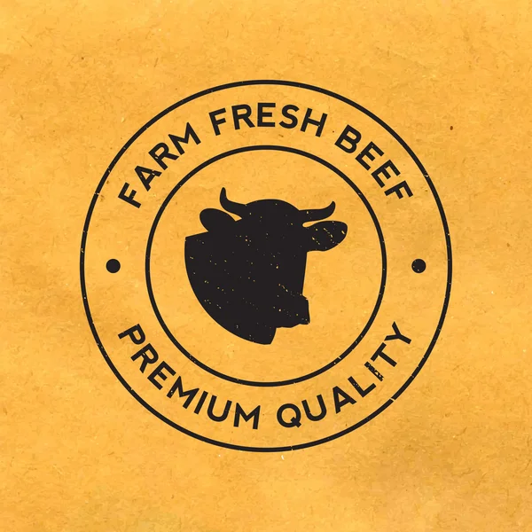 Label sapi premium dengan tekstur grunge - Stok Vektor