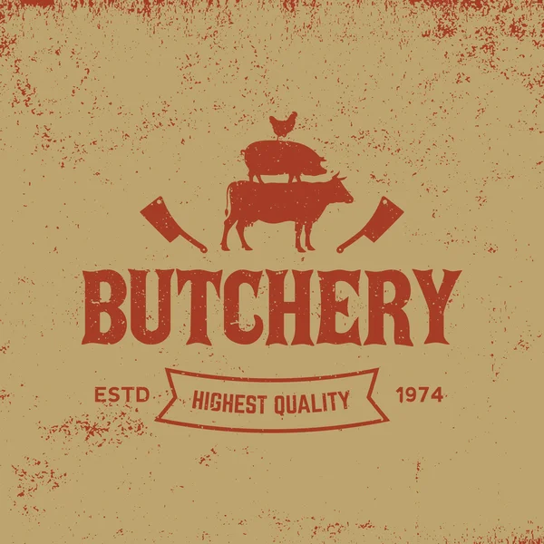 Butchery label on grunge background — Stock Vector