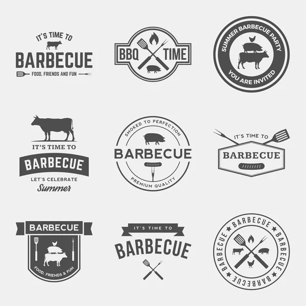 Barbecue badge on red background — Stock Vector