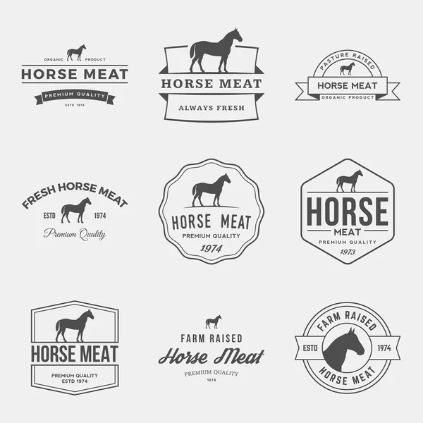 Set of premium horse meat labels — Stock Vector