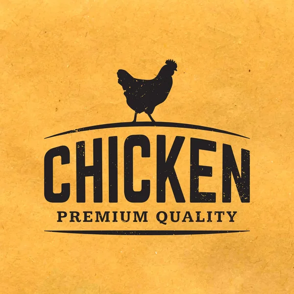 溢价鸡肉肉标签与 grunge 纹理 — 图库矢量图片