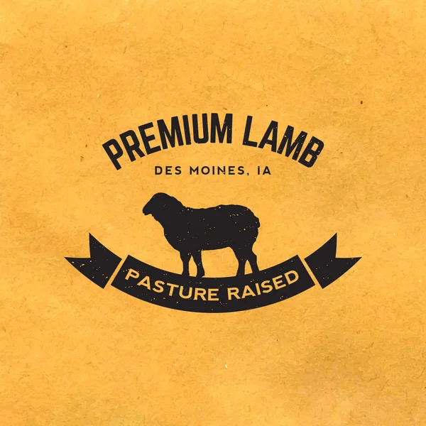 Premium lamb label with grunge texture — Stock Vector