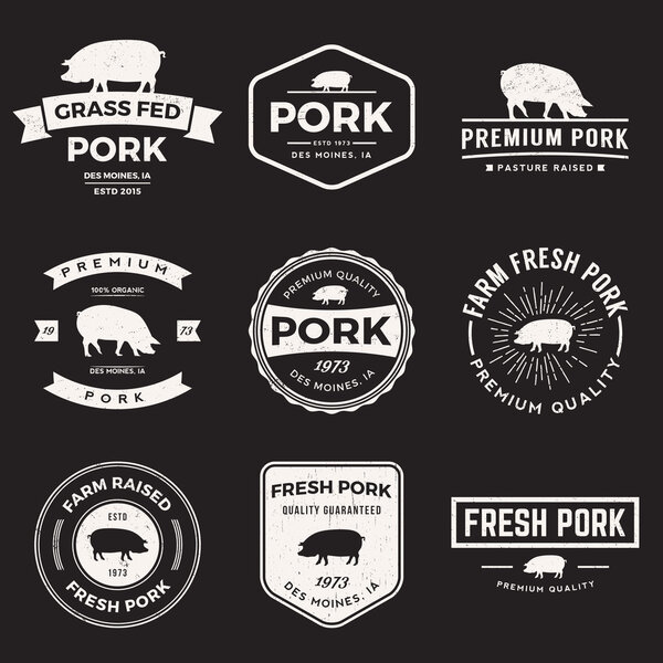 Vector set of premium pork labels