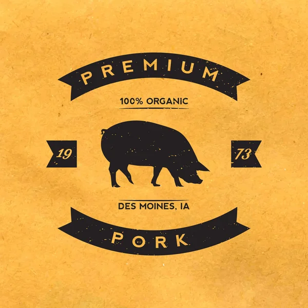 Premium pork label with grunge texture — Stock Vector