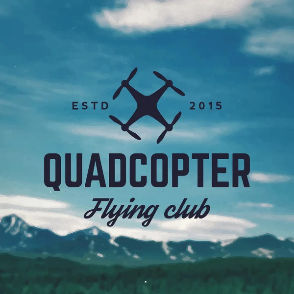 Quadcopter létající klubu znak — Stockový vektor