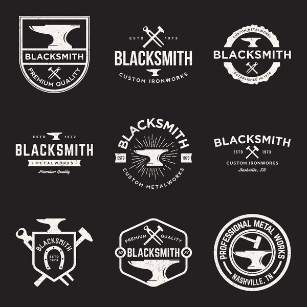 Vector set of blacksmith vintage logos