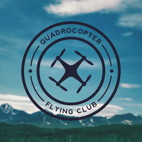 Quadrocopter flying club emblem — Stock Vector