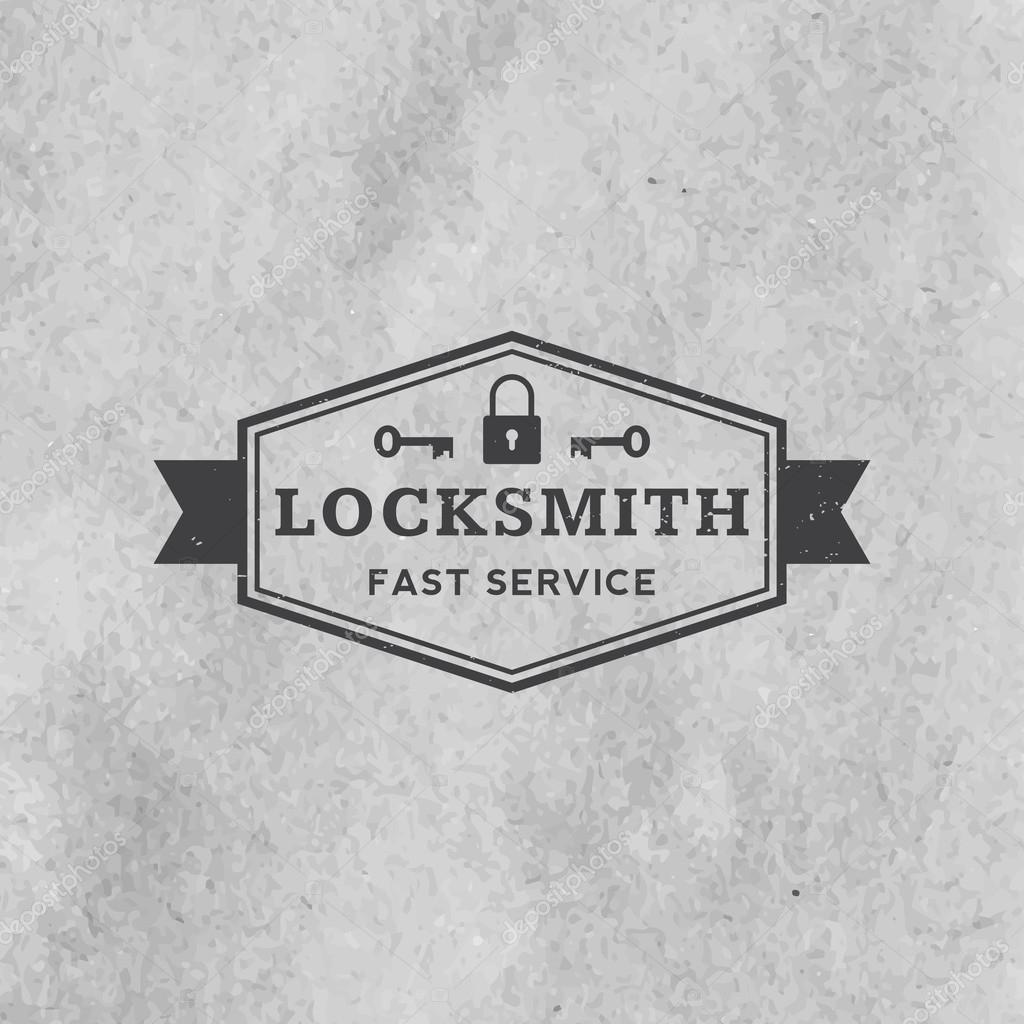 Locksmith label with grunge texture on old paper background