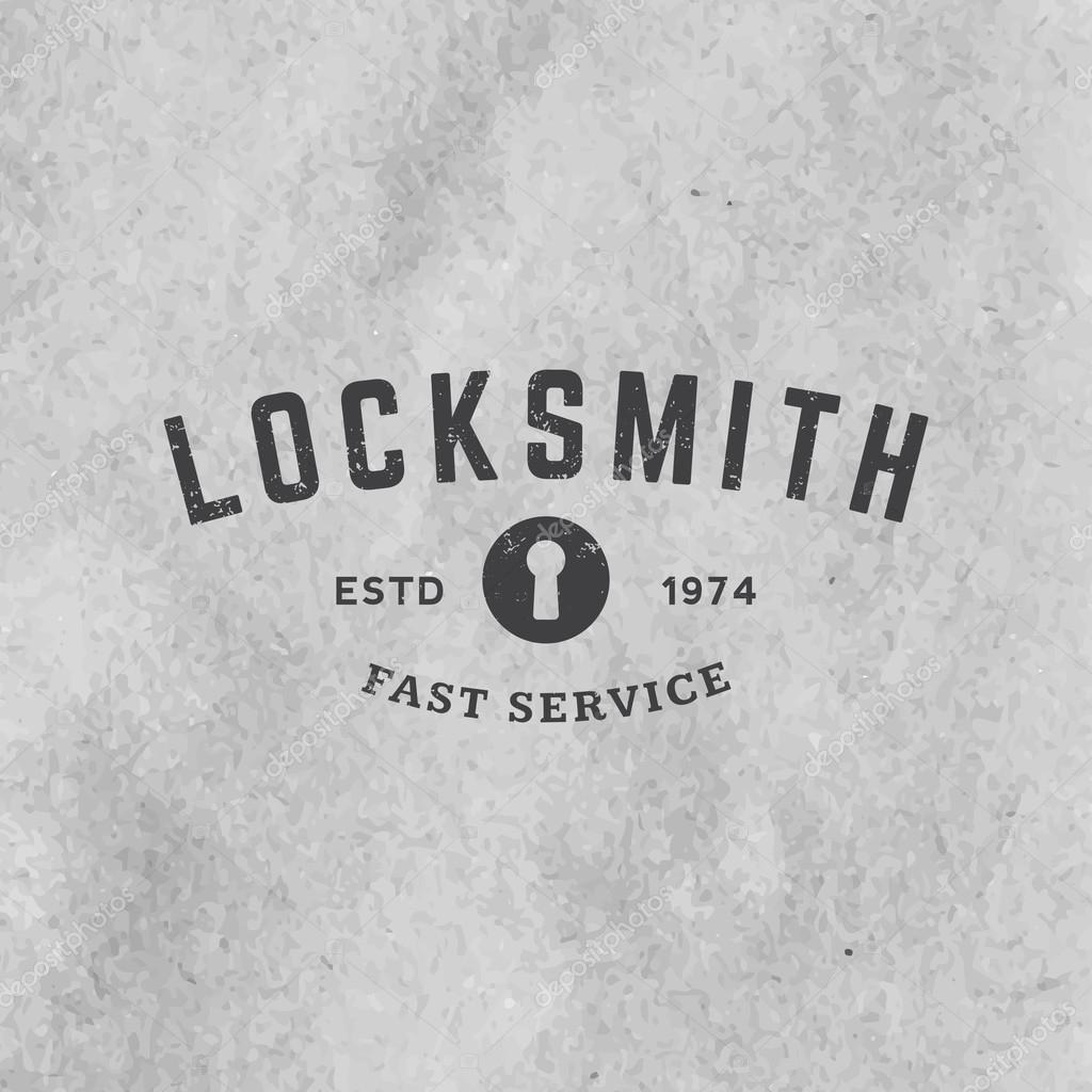Locksmith label with grunge texture on old paper background