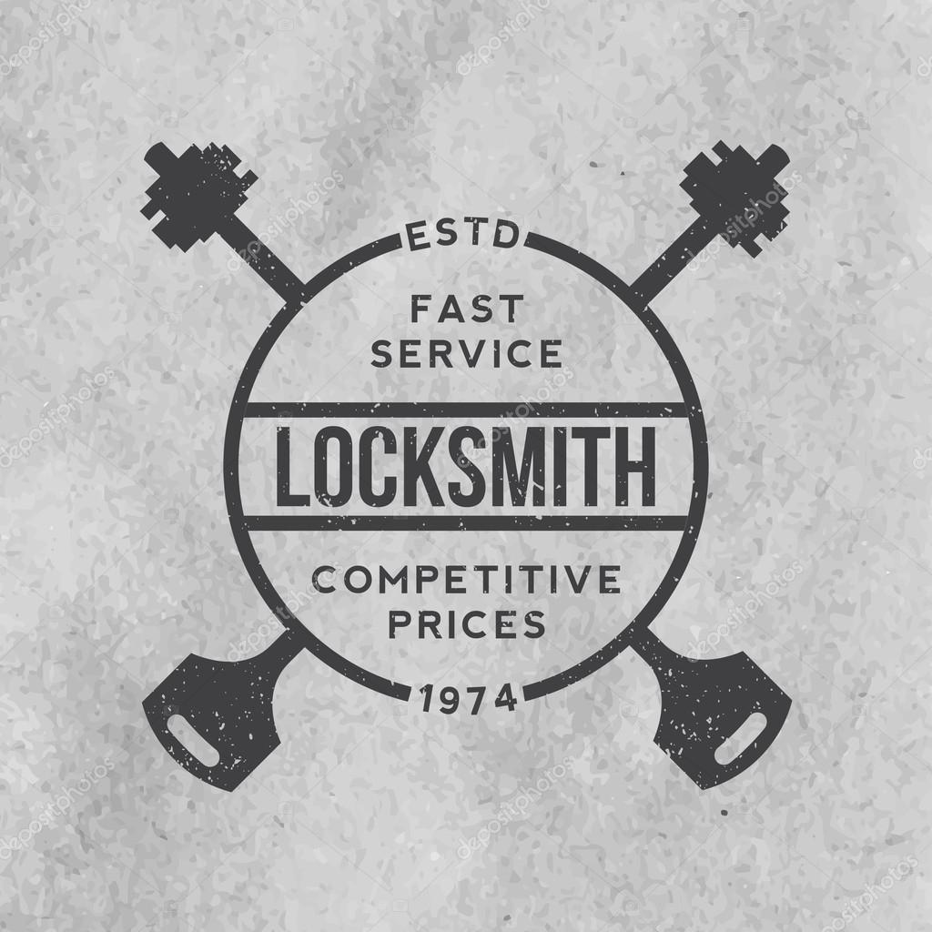 Locksmith label with grunge texture on old paper background