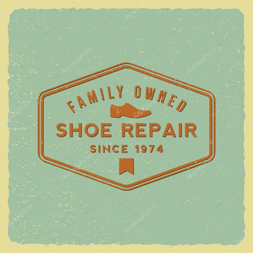 Shoe repair label on green grunge background