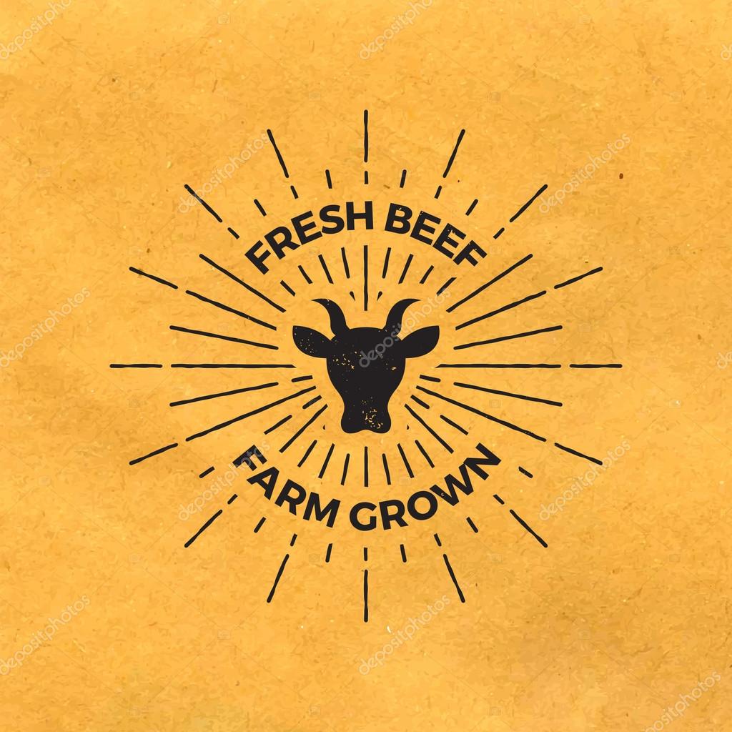Premium beef label with grunge texture on old paper background