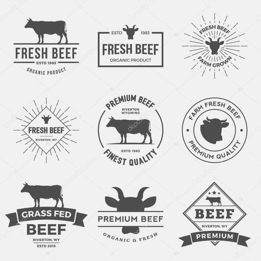 Vector set of premium beef labels, badges and design elements.