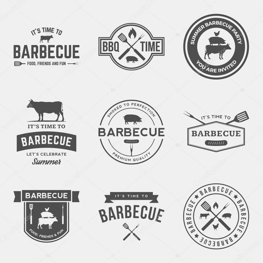 Barbecue badge on red background